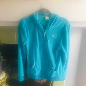 🦋FILA TURQUOISE VELOUR HOODIE ( medium)🦋🦋
